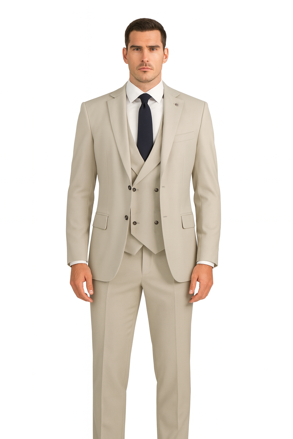 MV2K-3 Modern Fit Vested Suit – 3-Piece Peak Lapel Suit | Vinci Menswear