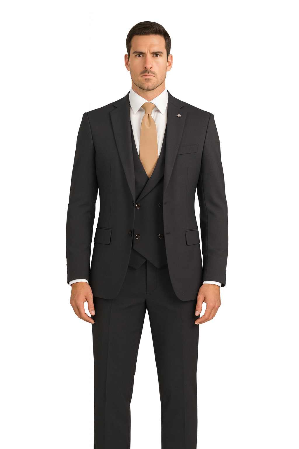 MV2K-3 Modern Fit Vested Suit – 3-Piece Peak Lapel Suit | Vinci Menswear