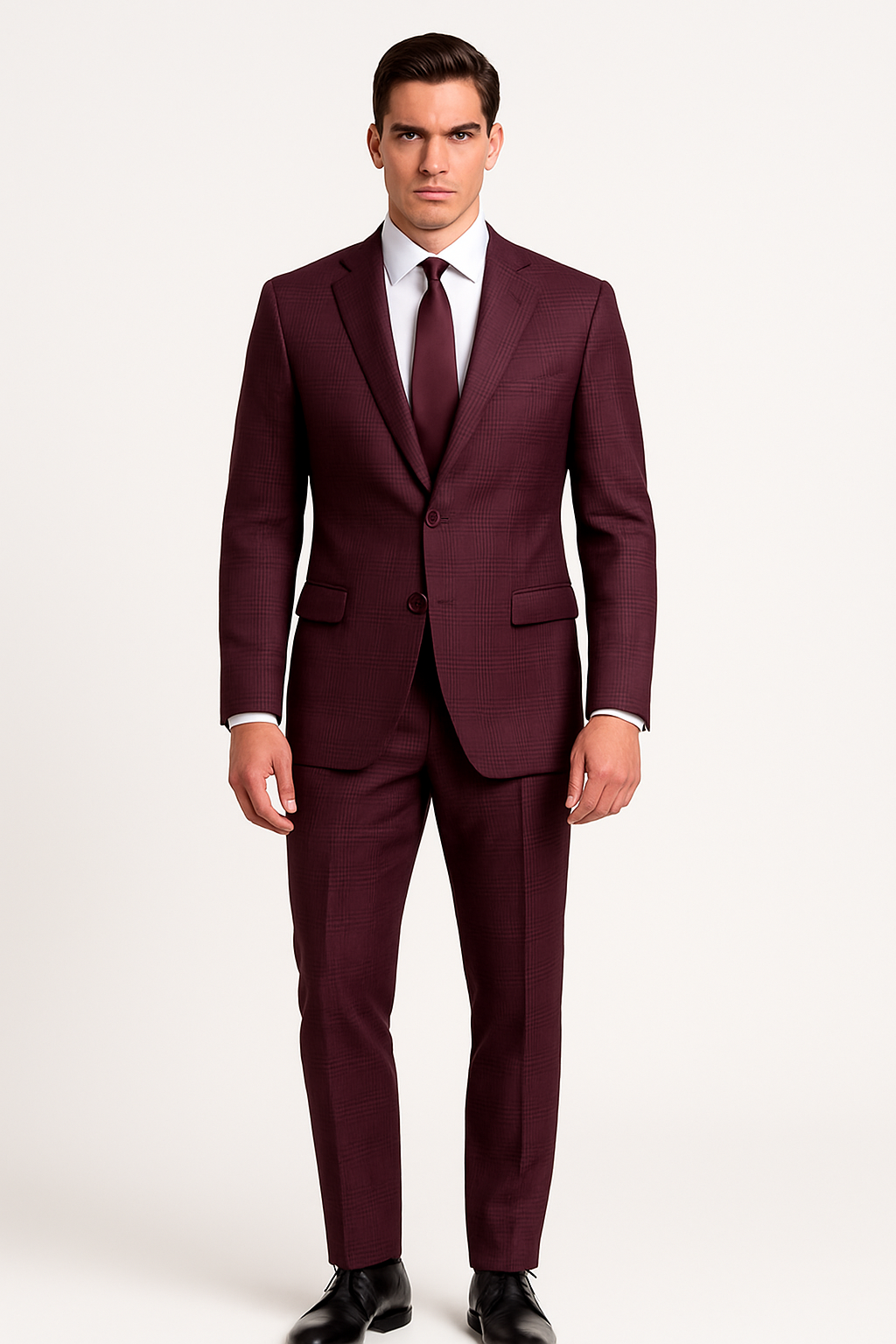 S2RW-1 Slim Fit Suit – Peak Lapel & Glen Plaid | Vinci Menswear