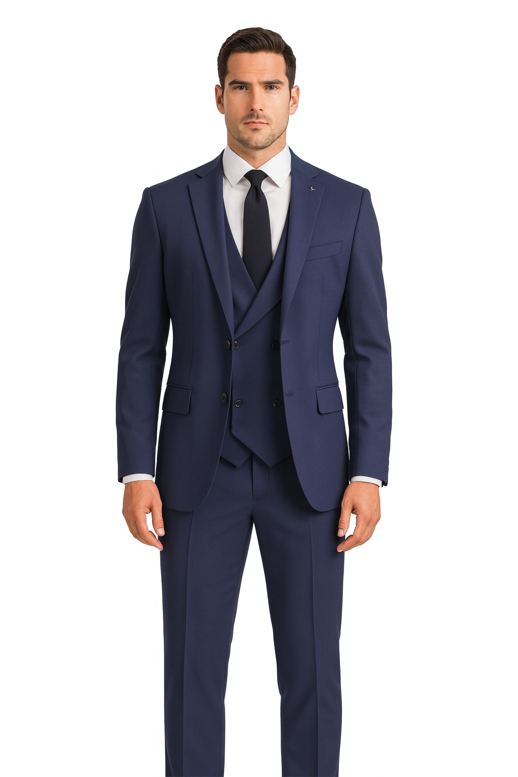 MV2K-3 Modern Fit Vested Suit – 3-Piece Peak Lapel Suit | Vinci Menswear