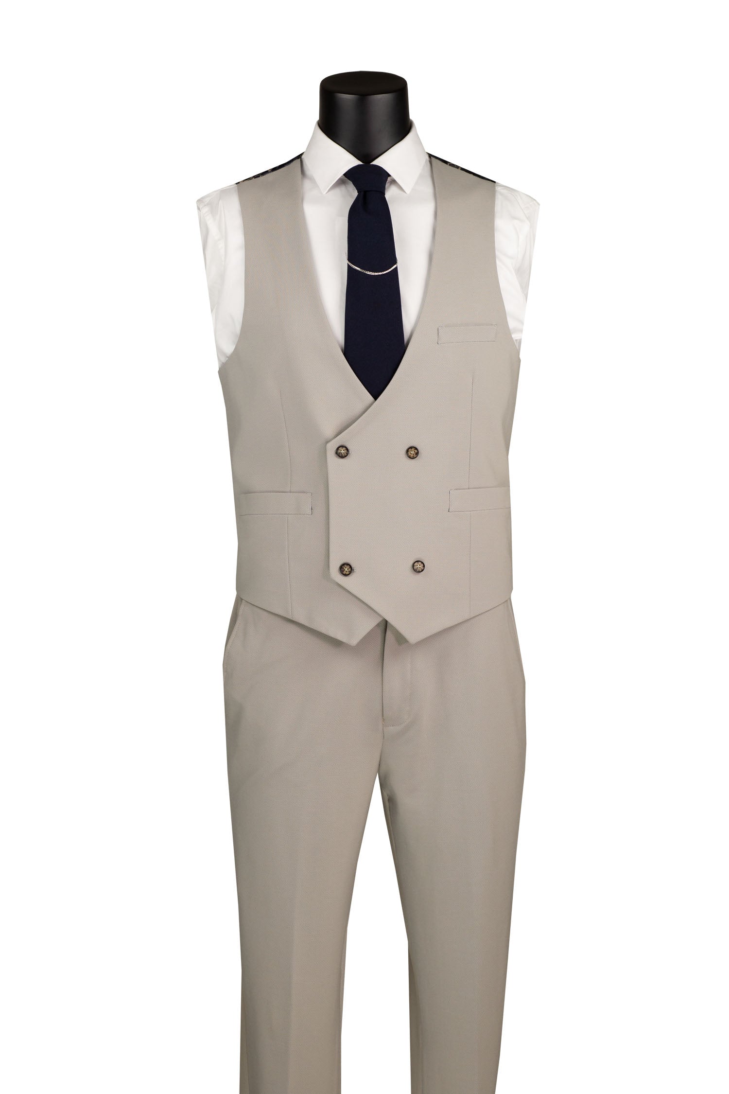 MV2K-3 Modern Fit Vested Suit – 3-Piece Peak Lapel Suit | Vinci Menswear