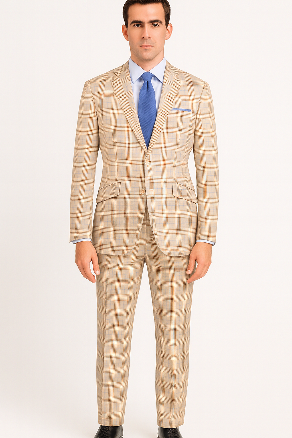 S2RW-1 Slim Fit Suit – Peak Lapel & Glen Plaid | Vinci Menswear