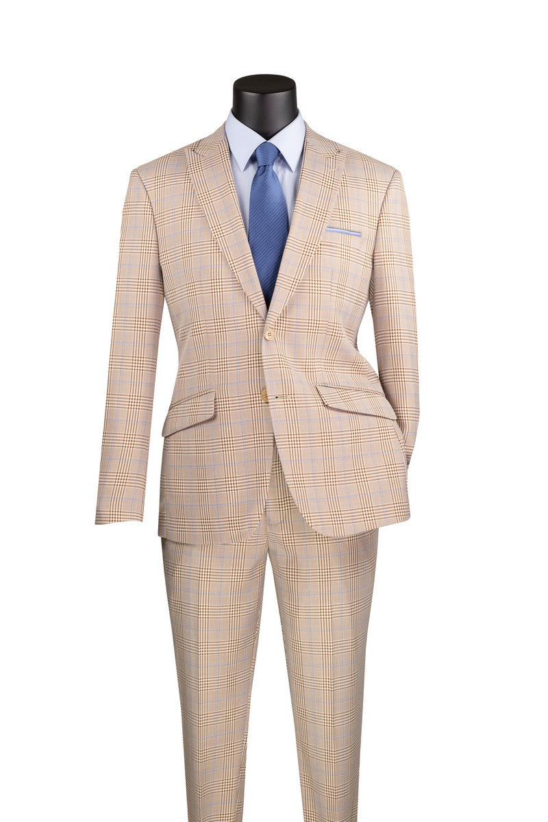 S2RW-1 Slim Fit Suit – Peak Lapel & Glen Plaid | Vinci Menswear