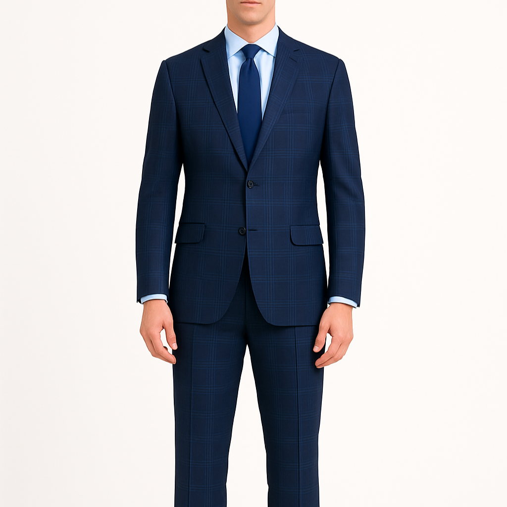 S2RW-1 Slim Fit Suit – Peak Lapel & Glen Plaid | Vinci Menswear