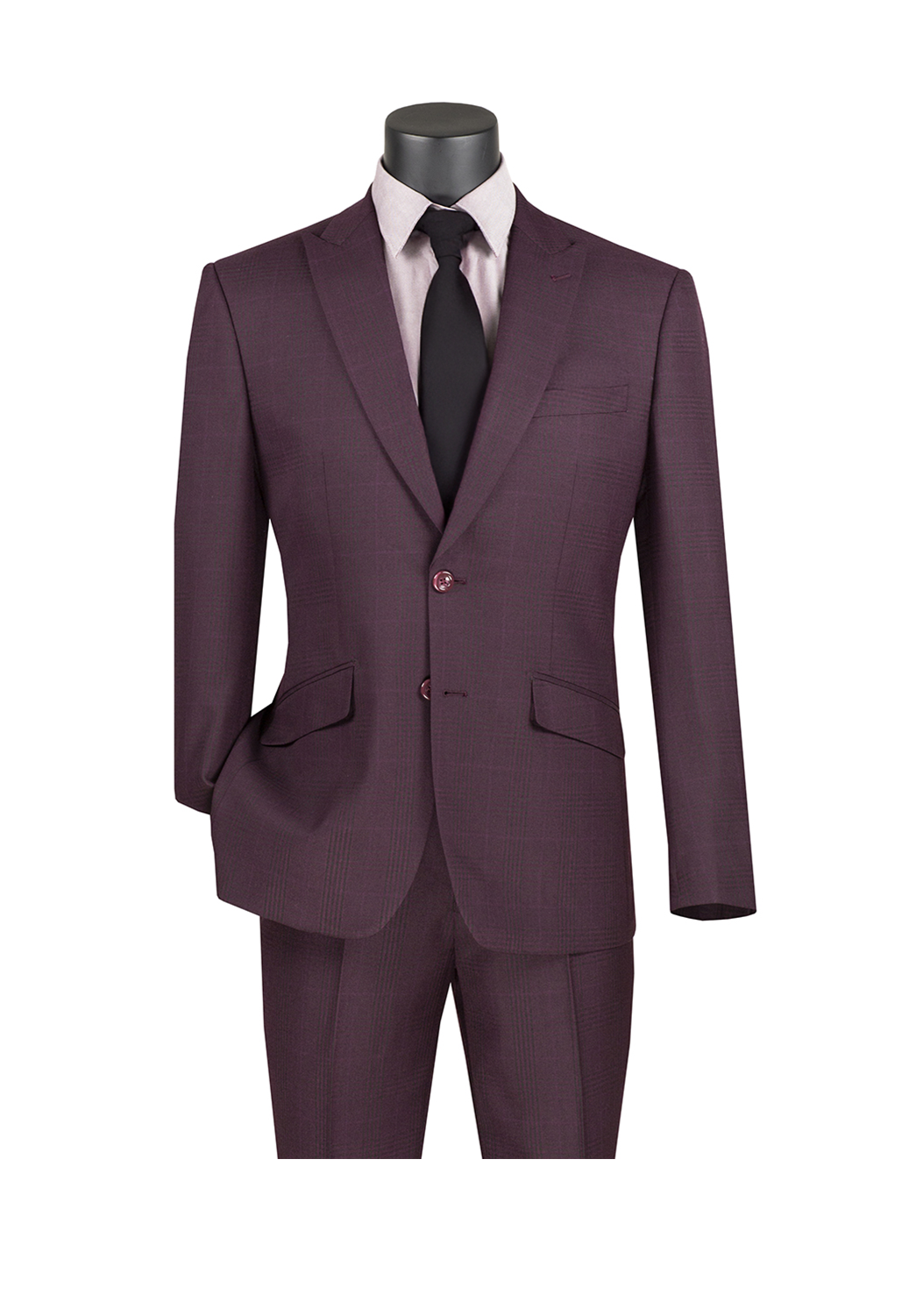 S2RW-1 Slim Fit Suit – Peak Lapel & Glen Plaid | Vinci Menswear