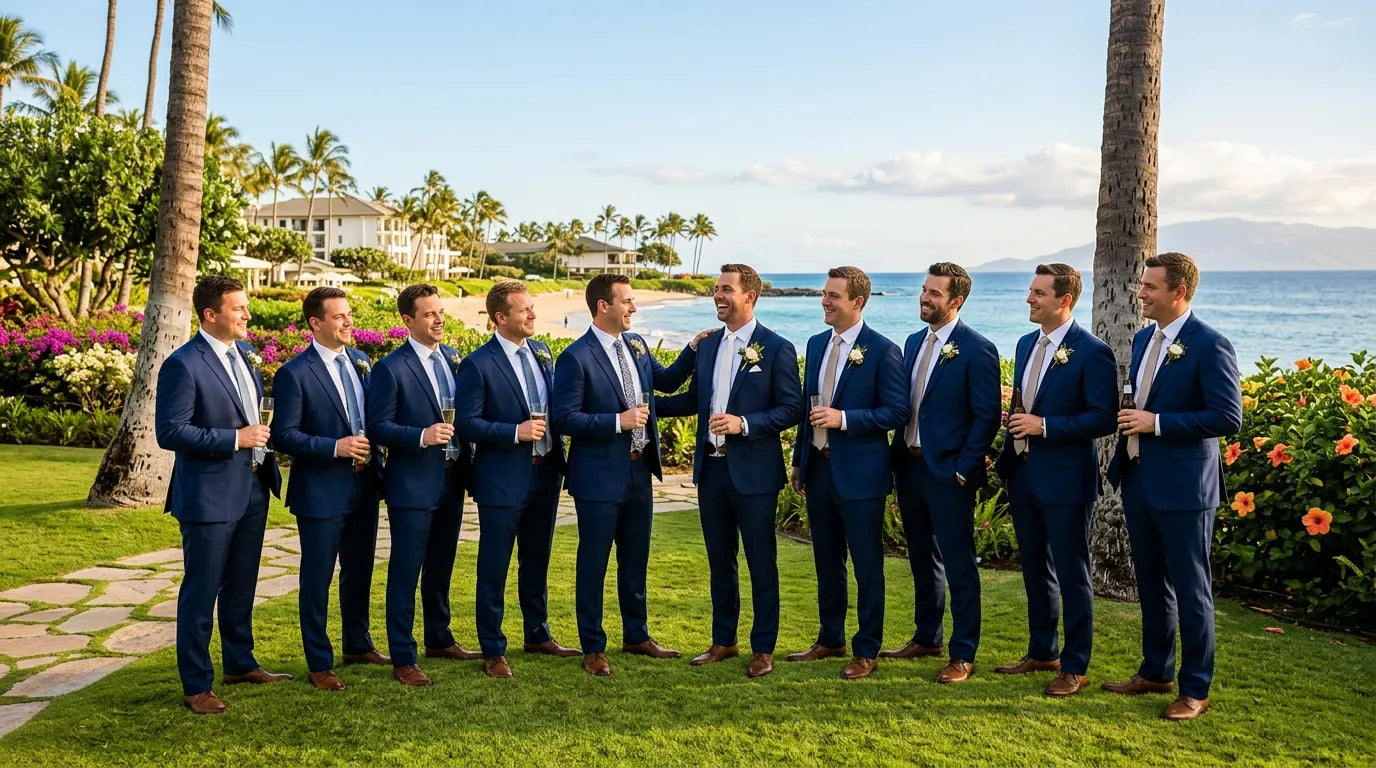 Destination wedding groomsmen in Hawaii